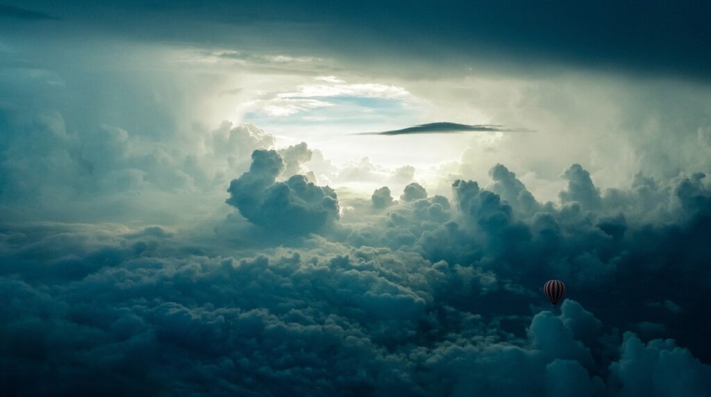 hot air balloon, clouds, composing-4773450.jpg
